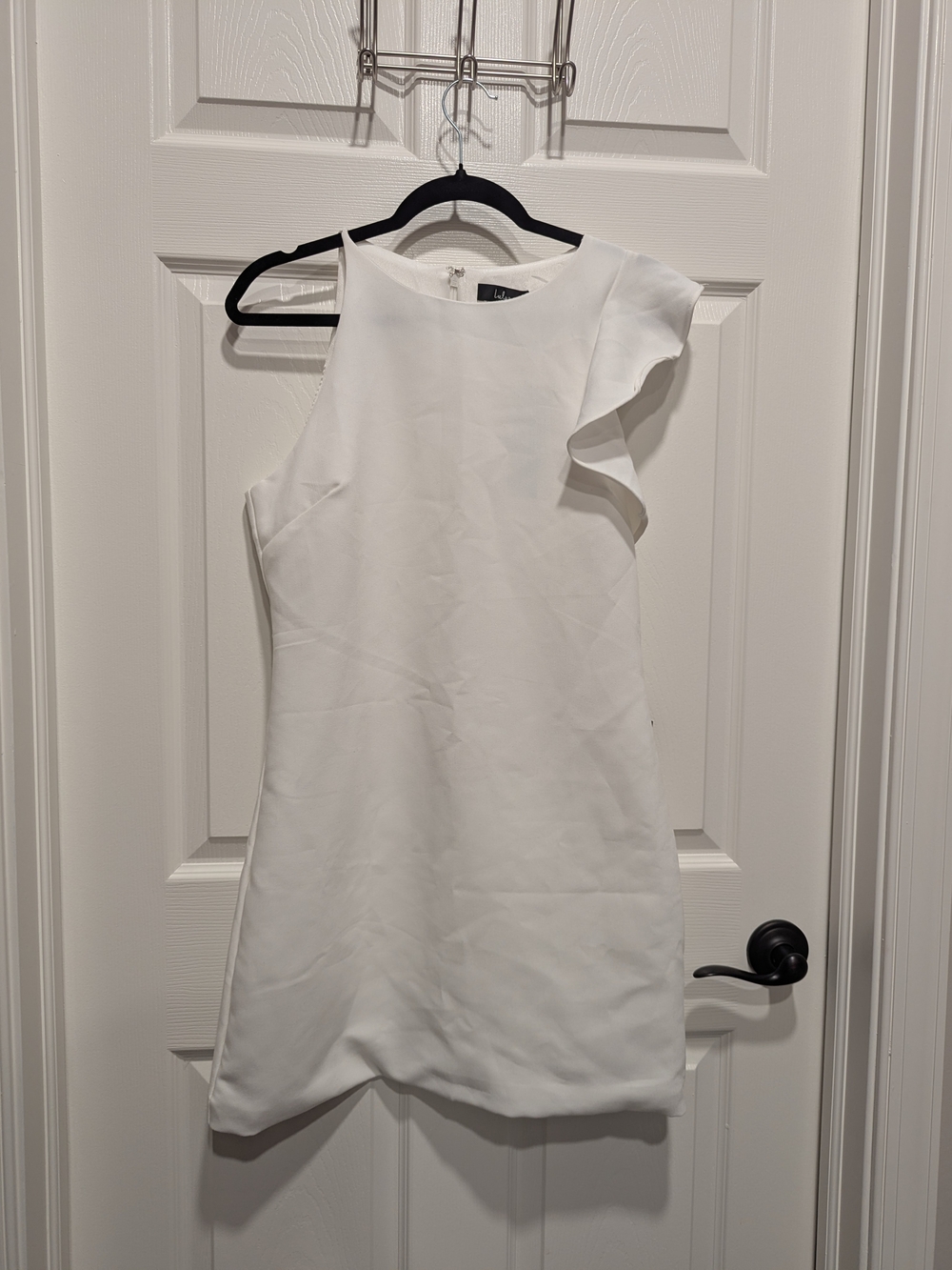 Lulu's White One-Shoulder Ruffle Sheath Dress - Picture 3 of 7